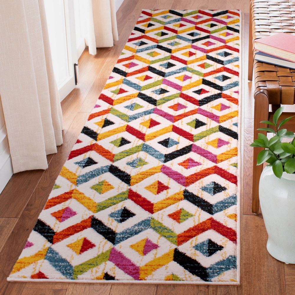 Spectra Sarasota Carved Geometric Modern Runner Rugs in Multi